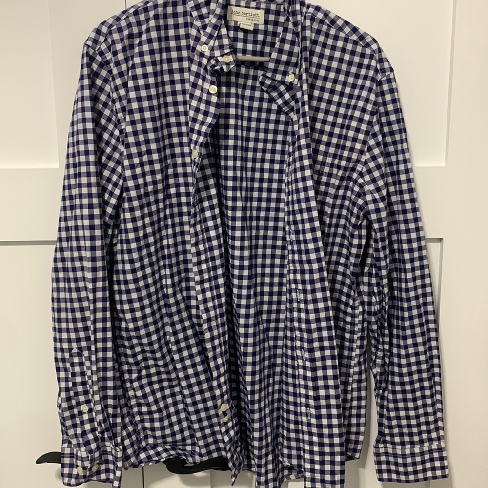 White and blue men’s button up